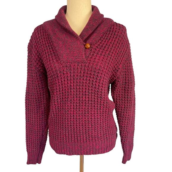 Woolrich Vintage 90’s Women's Rolled Collar Wool Blend Fuchsia Sweater Medium - Picture 1 of 6